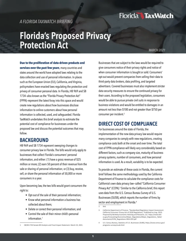Florida’s Proposed Privacy Protection Act