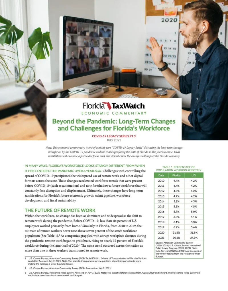 Beyond the Pandemic: Long-Term Changes and Challenges for Florida’s Workforce
