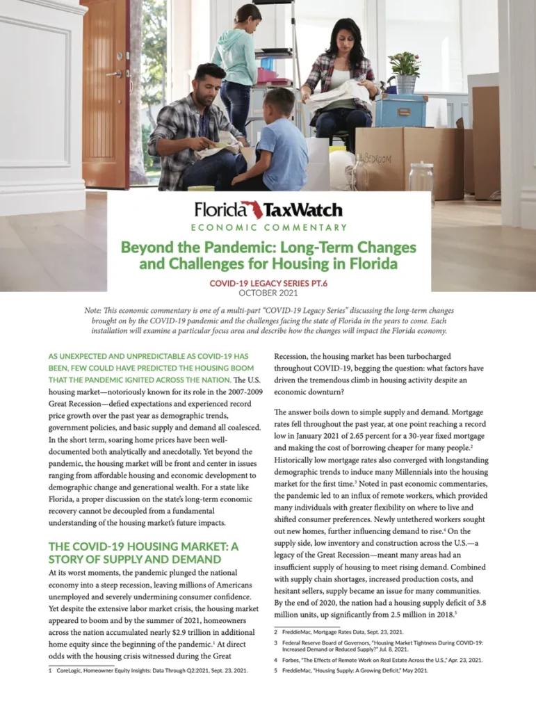 Beyond the Pandemic: Long-Term Changes and Challenges for Housing in Florida